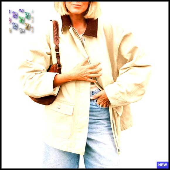 Oversized Barn Jacket Zip Up Military Safari Vintage Trench Coat with Pockets